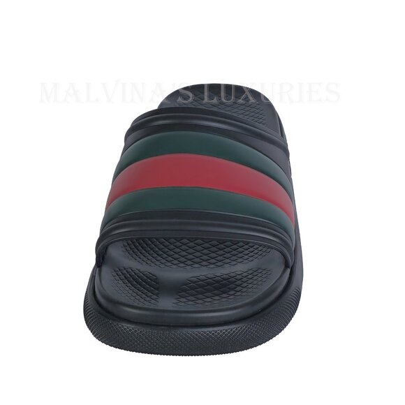 GUCCI SHOES MENS BLACK RUBBER ACE SLIDE SANDAL w WEB DETAIL sz 7G 7.5 US main image 12